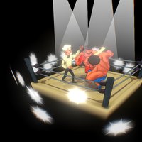 Boxer Fight Diorama toon, boxer, boxing, cartoon, lowpoly, low, poly