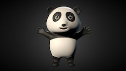 Cartoon Panda bear, toon, little, baby, animals, panda, mammal, bamboo, zoo, kungfu, maya, character, cartoon, 3d, lowpoly, model, animal, animation