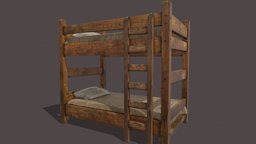 Medieval Bunk Bed beds, bed, sleep, pillow, ladder, viking, angel, designed, matress, wood, bunk-bed, medieval-decor
