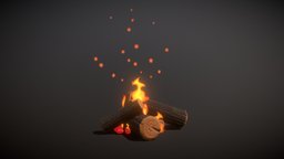 Low poly fire place with logs fireplace, camping, log, spark, camp, tavern, ready, table, vr, sparkle, ar, fire, coal, warm, cozy, bonfire, sketchfabweeklychallenge, asset, game, lowpoly, low, poly, wood, stylized, fantasy, light, 3december2022challenge, 3december2022