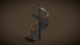Metal Spiral Staircase victorian, case, vintage, classy, metalic, metal, old, 19th-century, stair, low, poly, space