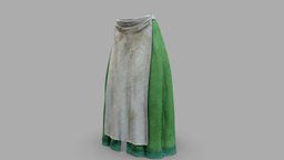 Female Medieval Pheasant Skirt With Dirty Apron green, white, front, medieval, long, with, skirt, colonial, america, american, dirty, old, traditional, apron, taver, pheasant, slit, girl, pbr, female, fantasy