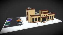 Low Poly Super Market exterior, unreal, store, supermarket, isometric, unity, architecture, cartoon, game, lowpoly, low, building, polygon, simple, gameready