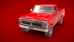 Ford F100 1976 New Red truck, transportation, ford, traffic, retro, pickup, aaa, game-ready