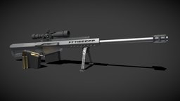 Barrett M82 50. Cal Sniper Rifle prop, ammo, american, barrett, sniper-rifle, 50cal, barrett-m82, barrett_50cal, 50bmg, weapon, maya, 3d, weapons, gun