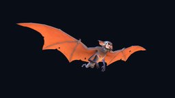The Bat flying, bat, cycle, cartooncharacter, character, cartoon, animal, animation, anime, 3dbat