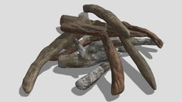 Driftwood trees, medieval, branches, driftwood, foliage, sticks, props, exteriordesign, 3d, wood, ground-props