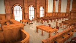 Court_Room room, court, us, judge, law, crime, tribunal, process, justice, judgment, auction, verdict, courtroom, lawyer, gavel, jury, criminalistic, 3d, pbr, model, usa, interior, equipped