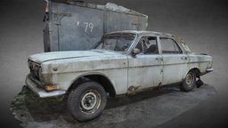Gaz 24 Old Soviet Car soviet, russia, map, old, ussr, normal, game-ready, gaz, normal-map, game-asset, coldwar, volga, gaz24, low-poly, vehicle, low, poly, car