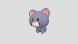 Character027 Cat cat, toon, cute, little, baby, toy, kitty, pet, mascot, mammal, gray, meow, character, cartoon, animal, noai