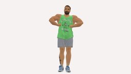 Bodybuilder In Green Shirt 0783 style, people, miniatures, realistic, bodybuilder, sportsman, character, 3dprint, man, human, male, sport