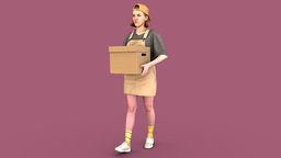 Girl with Box school, people, campus, standing, walking, urban, college, dormitory, box, woman, casual, repair, teenager, moving, helper, carry, crowd, female, student, street
