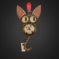 Wildstar cat clock cute, clock, prop, wildstar, handpainted, stylized