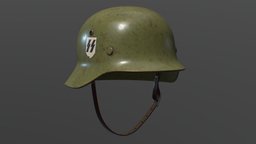 Nazi M35 Waffen-SS Helmet armor, bulletproof, ww2, soldier, german, protection, nazi, worldwar2, waffen-ss, kreigsman, game, helmet, military