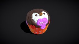 Valentines Penguin Cupcake food, cute, cake, other, cookie, penguin, valentine, cupcake, valentines, party, day, vr, gamedev, decor, bakery, sweets, miscellaneous, treat, icing, cupcakes, treats, lowpoly, shop, confections