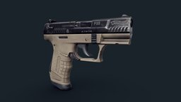 Walter P22 (game ready model) walter, gamedev, props, pistol, 3d, weapons, lowpoly, hardsurface, walterp22