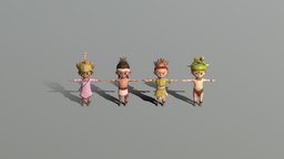 Stylised Tribal Characters Asset Pack T-Pose chibi, tribal, stylised, midpoly, characterart, assetpack, chibistyle, stylisedcharacter, chibicharactermodel, character, stylized, characterdesign, tribalgirl, tribalboy