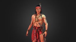native American warrior hair, warrior, indian, characterart, charactermodel, native-american, gameart, sword, characterdesign