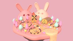 pink candy farm🍬 bunny, cute, sheep, chicken, pink, hanselandgretel