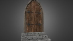 Medieval Gothic Style Door medieval, gothic, sculpture, door, gameready