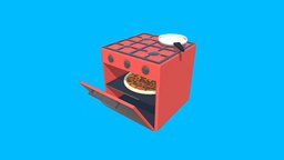 Cartoon Oven cute, electronic, oven, kitchen, forniture, lowpolymodel, cartoonmodel, cartoon, lowpoly