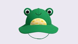 Cartoon Frog Panama Hat green, hat, bucket, cute, kids, cap, children, frog, clothes, panama, summer, sun, beach, head, outfit, character, girl, cartoon