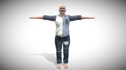 Homeless ( Rigged & Blendshapes ) avatar, tshirt, pose, unreal, clothes, beard, dirty, hairless, personaje, t-pose, jeans, jubilee, clothed, oldman, bearded, unrealengine, pedestrian, malecharacter, character-model, homeless, rigged-character, character, unity, unity3d, man, characterdesign, male, rigged, gameready, person, linyera, retired, jubilado, indigente