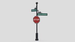 Street Sign 22 led, assets, control, set, element, traffic, urban, highway, road, signs, signage, sign, lane, dynamic, elements, freeway, variable, roadway, architecture, game, low, poly, design, structure, street, expressway