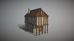 Medieval House 2 cottage, medieval, ready, on, titan, hut, attack, attackontitan, shingeki, cabinet, procedural, shingekinokyojin, hovel, lowpoly, low, poly, house, fantasy