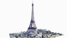 Torre Eiffel,scan,landscape,París,map france, tower, landscape, map, architecture, photogrammetry, scan