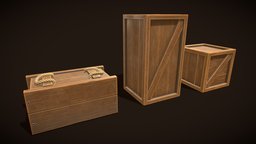 Stylized Western Wooden Boxes wooden, boxes, pack, crates, western, rope, props, unrealengine, wildwest, pbr, stylized, gaameready