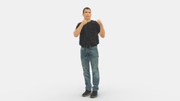 Man in black vest boxer pose 0814 style, pose, fashion, beauty, clothes, boxer, miniatures, realistic, character, 3dprint, man