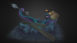 Keeper Of Candy eye, handpaint, octopus, cartoonish, candy, shovel, october, handpainted, cartoon, lowpoly, creature, monster, halloween, souls, concept, funny