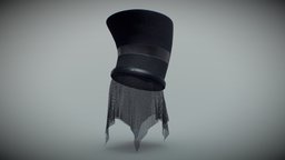 The Hat and The Net face, quad, hat, dune, style, avatar, fashion, vr, ar, gothic, hood, head, mask, look, wearable, net, outfit, photoreal, headware, subculture, apparel, asset, game, pbr, lowpoly, halloween, black, avatar-clothes