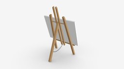 Wooden easel with painting 02 frame, empty, wooden, stand, studio, artwork, drawing, paint, easel, exhibition, artist, background, tripod, blank, painter, 3d, art, pbr, wood