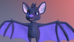Little batty the bat! flying, toon, bat, fox, cartoon, creature, animal, batty