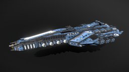 Scifi Artillery Cruiser Swordblade starship, cruiser, artillery, game-ready, msgdi, pbr, lowpoly, scifi, ship, space, spaceship