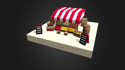 Fruits Stand lowpolycity, lowpoly, blender3d, gameasset, gameready