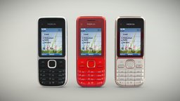Nokia C2-01 bar, brick, button, key, pad, cellular, phone, push, cellphone, keypad, low-poly, 3d, low, poly, model, mobile, digital, keyboard, push-button