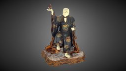 Meiji period, carved wood & ivory robed man ivory, asian, statue, carved, carvedwood, design, man, wood, japanese, robed