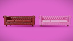 chesterfield Sofa red & pink sofa, red, armchair, pink, desing, forniture, pinky, highquality, pbr-texturing, 3dmodel, interior, gameready, chesterfield-sofa, noai, barbie2023, barbiemovie, barbiecore