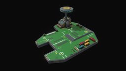 Low poly sci fi airport environment asset tower, exterior, dock, level, airport, rts, strategy, airfield, asset, game, pbr, lowpoly, scifi, futuristic, building, space