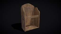 Rustic Wooden Medieval Small Dish Rack shelf, rack, viking, medieval, holder, dishes, 3d, lowpoly, wood, container