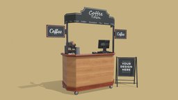 Food Stand drink, food, cafe, wheels, stand, coffee, restaurant, other, exterior, cart, display, sign, beverage, eat, soda, chalk, catering, cashier, wood, street, steel
