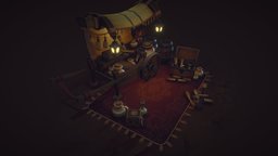 On the Road to New Tristram cooper, diablo, fanart, wagon, ground, new, scrolls, metal, tristram, carpet, maya, low-poly, photoshop, vehicle, lowpoly, hand-painted, wood, stylized, environment, peet