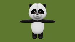 Panda bear, cute, panda, handpainted, lowpoly
