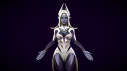 Triarch aurora humanoid, white, videogame, purple, alien, woman, yellow, survey, epicgames, fortnite, substancepainter, game, blender, female, animation, blue, concept, rigged, gold, skin, gameready