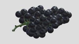 Black Grape Low Poly PBR trees, plant, food, fruit, garden, vray, wine, vine, vr, ar, leaf, juice, grapes, grape, brunch, asset, game, 3d, black