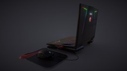 Laptop and mouse mouse, gaming, laptop, msi, rgb, blender, blender3d