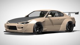 Nissan Silvia S15 Rockebunny blend, wheel, bunny, vehicles, mark, nissan, games, cars, japan, sports, lower, fast, metal, drift, coupe, rocket, silvia, game-ready, metallic, rb, jdm, s15, stance, tuned, s14, sports-car, s13, 4-door, blender, vehicle, car, sport, rocket-bunny, sports-cars